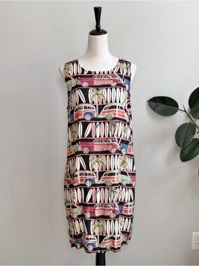 Weekend Clothes Line Vintage Surfboard Print Tank Dress L